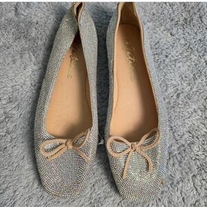 Matisse Roxy Rhinestone Ballet Flats Women's Size 8.5M Square Toe Sparkle